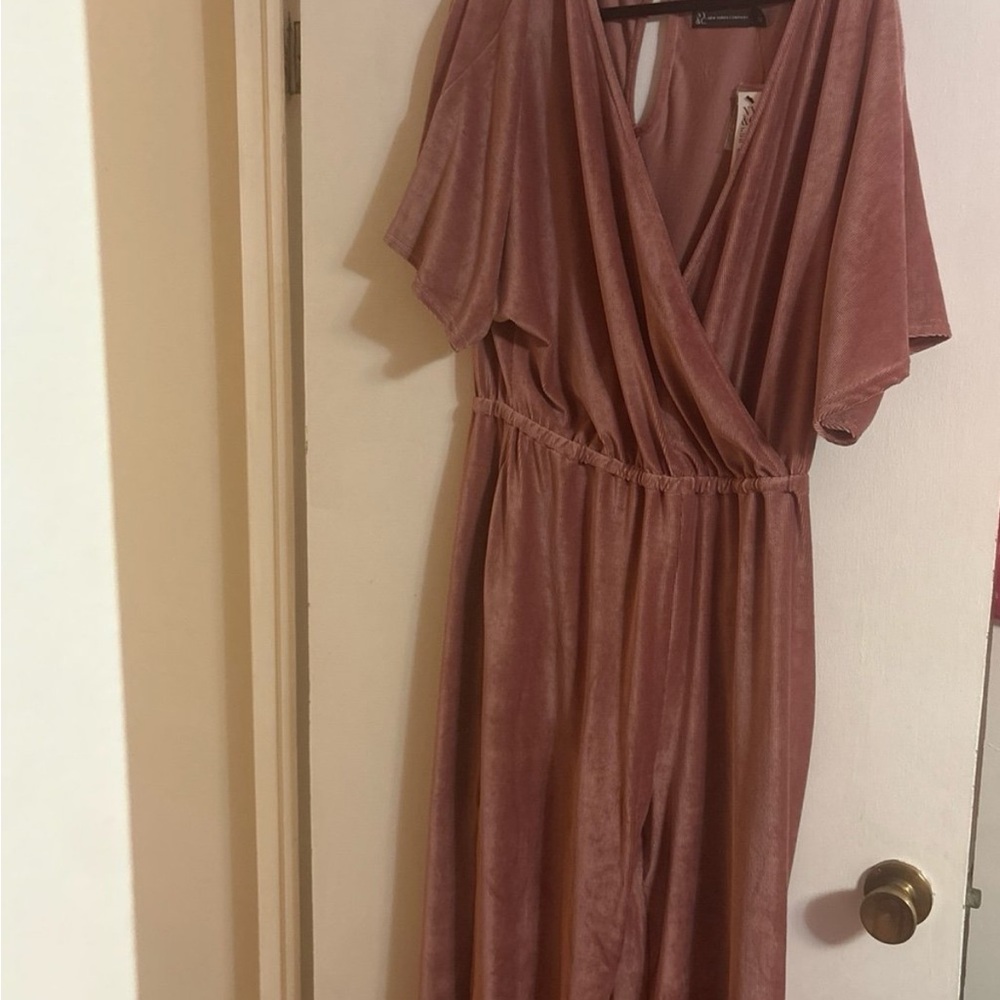 New York & Company Pink Wrap Maxi Dress V-Neck Dolman Sleeves
